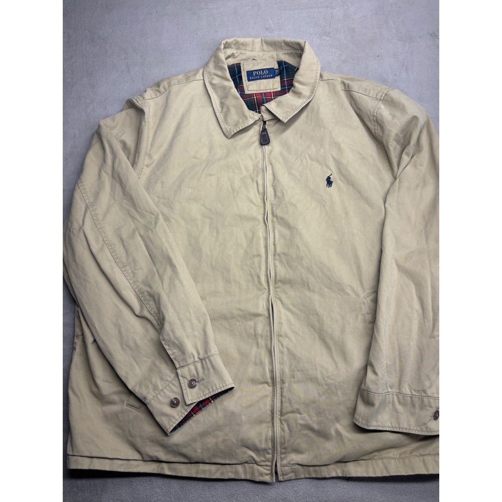Polo Ralph Lauren Harrington Jacket Tan Khaki Plaid Lined 3XLT 3TG Tall Mens